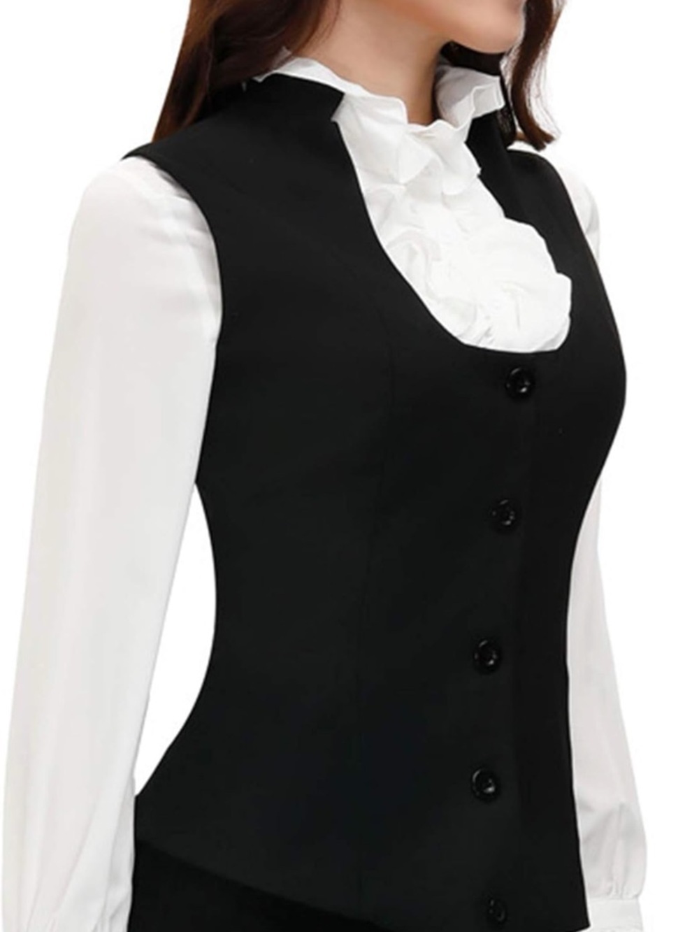 Kancy Kole Black Sleeveless Button Vest with Adjustable Fit Waist - Picture 6 of 8